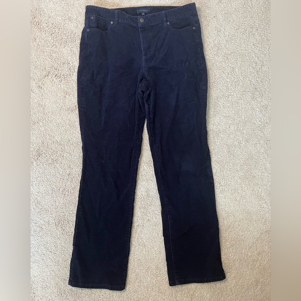 Talbots Navy Blue Corduroy Curvy Straight Leg Jeans Women’s Size 16